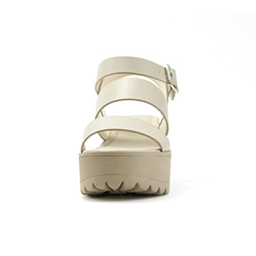 Soda Women's Fashion Block Heel Sandals Dark Nude