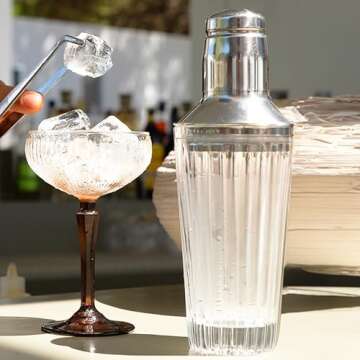 Grace Era Glass Cocktail Shaker, 17oz Martini Shaker Glass Bar Set, Professional Margarita Mixer Drink Shaker, Mixing Shaker Bartending Glass for Cocktails, Margarita