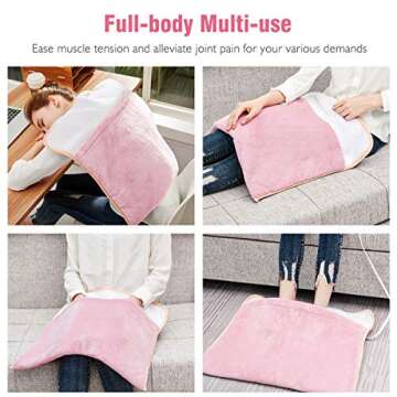 Foot Warmer Electric, Heating Pad King Size Ultra Soft Flannel, Extra Large for Bed, Abdomen, Feet, Back, Cramp, Office/Home Under Desk, 10ft Cord, Auto Off, 22" x 20" - Pink