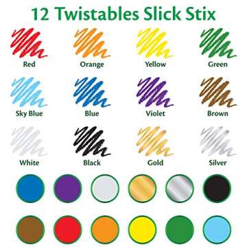 Crayola Twistables Slick Stix Crayons, 12 Count, Oil Pastel Alternative, Ages 3 & Up, Assorted