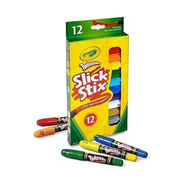Crayola Twistables Slick Stix Crayons, 12 Count, Oil Pastel Alternative, Ages 3 & Up, Assorted