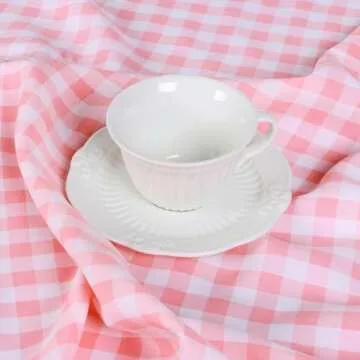 ShinyBeauty Pink Checkered Tablecloth Cotton Blend 54x70 Inch