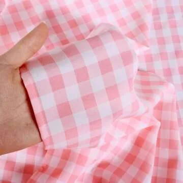 ShinyBeauty Pink Checkered Tablecloth Cotton Blend 54x70 Inch