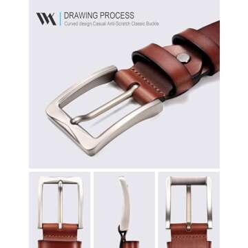WOLFANT Full Grain Leather Belt - 100% Italian Leather, Stylish & Durable
