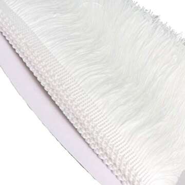 HEARTWISH Fringe Trim Lace Polyerter Fibre Tassel 6inch（″） Wide 10 Yards Long for Clothes Accessories and Latin Wedding Dress and DIY Lamp Shade Decoration Black White Red (White)