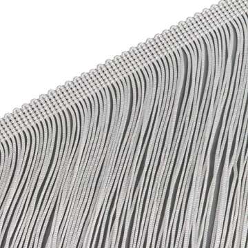 HEARTWISH Fringe Trim Lace Polyerter Fibre Tassel 6inch（″） Wide 10 Yards Long for Clothes Accessories and Latin Wedding Dress and DIY Lamp Shade Decoration Black White Red (White)