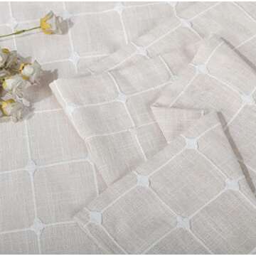 Shunjie.Home Farmhouse Valances for Windows, Light Filtering Linen Plaid Curtain Valances, Semi Shee...