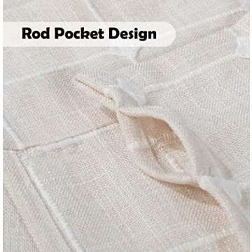 Shunjie.Home Farmhouse Valances for Windows, Light Filtering Linen Plaid Curtain Valances, Semi Sheer Window Valance for Kitchen Bedroom Bathroom Living Room (Light Beige, 52" x 18")