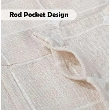 Shunjie.Home Farmhouse Valances for Windows, Light Filtering Linen Plaid Curtain Valances, Semi Sheer Window Valance for Kitchen Bedroom Bathroom Living Room (Light Beige, 52" x 18")