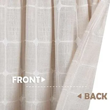 Shunjie.Home Farmhouse Valances for Windows, Light Filtering Linen Plaid Curtain Valances, Semi Sheer Window Valance for Kitchen Bedroom Bathroom Living Room (Light Beige, 52" x 18")