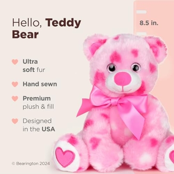 Bearington Pink Plush Teddy Bear - 8.5"