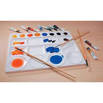 Darice, Skil Art, 13” x 10” – Plastic Oil, Watercolors & Acrylic Paints, Ideal for Mixing and Separating Colors, For all Skills Levels (97789), 20-Well Palette, White