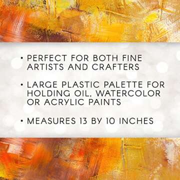 Darice, Skil Art, 13” x 10” – Plastic Oil, Watercolors & Acrylic Paints, Ideal for Mixing and Separating Colors, For all Skills Levels (97789), 20-Well Palette, White