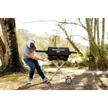 Masterbuilt® Electric Portable Charcoal Grill and Smoker with SteadyTemp Analog Temperature Control, Collapsible Cart and 200 Cooking Square Inches in Black, Model MB20040722