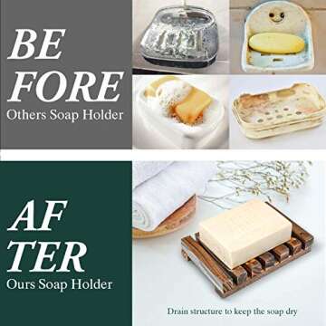 WATSABRO Handmade Pine Soap Dish Set for All Ages