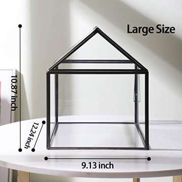 Purzest Large Glass Geometric Terrarium Container Tabletop Large Close House Shape Box Planter for S...