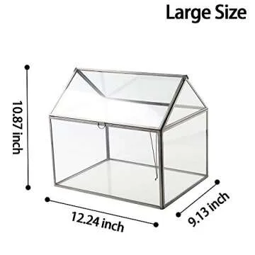 Purzest Large Glass Geometric Terrarium Container Tabletop Large Close House Shape Box Planter for Succulent Plant Moss Fern with Swing Lid Black Decor 12 x 9 x 10 inches, No Plants Included