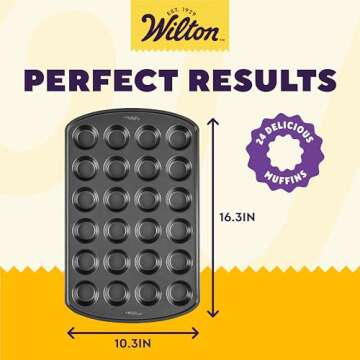 Wilton Perfect Results Premium Non-Stick Pan 24-Cup Mini Muffin Tin, Steel, Silver