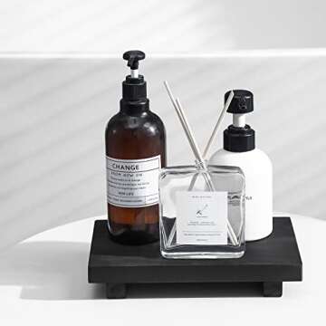 Small Wood Tray Pedestal Stand Farmhouse Bathroom Decor Decorative Wooden Riser Kitchen Soap Dish Ho...