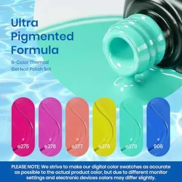 Beetles Gel Nail Polish Set, 6 Colors Bright Rainbow Nail Art Orange Blue Pink Green Neon Gel Polish Kit Soak Off UV Gel DIY Nail Art Valentines Day Gifts for Women Pool Party Holiday Manicure