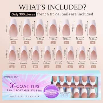 btartboxnails XCOATTIPS French Tip Nails, 300pcs Brown Coffin Medium French Tip Gel Nails, French Tip Press on Nails for DIY Nail Art