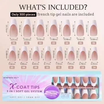 btartboxnails XCOATTIPS French Tip Nails, 300pcs Brown Coffin Medium French Tip Gel Nails, French Tip Press on Nails for DIY Nail Art