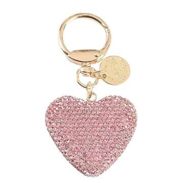 Valentine's Day Rhinestone Heart Keychain Bling Sparkling Key Ring for Women Car Purse Deco Christma...