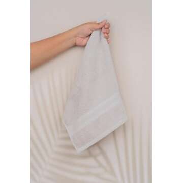 Quick-Dry, Soft & High Absorbent Washcloths Towels 13"x13" Cotton Turkish Towel Set of 4 | Daily Use 100% Cotton Towels for Bathroom, Gym & More | Bathroom Towels Set (4 Pcs Ice Silver)