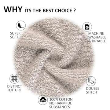 Quick-Dry, Soft & High Absorbent Washcloths Towels 13"x13" Cotton Turkish Towel Set of 4 | Daily Use 100% Cotton Towels for Bathroom, Gym & More | Bathroom Towels Set (4 Pcs Ice Silver)