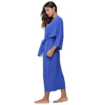 Women's Kimono Robes Maternity Long Bathrobes Soft Dressing Gown Loungewear,Blue
