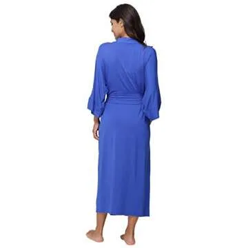 Women's Kimono Robes Maternity Long Bathrobes Soft Dressing Gown Loungewear,Blue