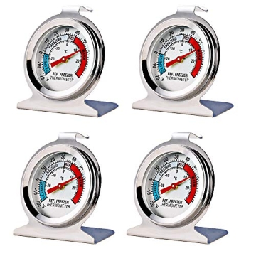 Refrigerator Freezer Thermometer 4 Pack – Large Dial