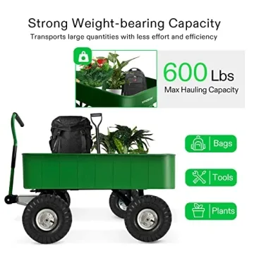 VIVOSUN Heavy-Duty Garden Dump Cart with 600-Pound Capacity