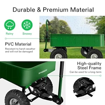 VIVOSUN Heavy-Duty Garden Dump Cart with 600-Pound Capacity