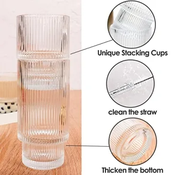 Swetwiny Ribbed Origami Glass Set Perfect Gift Choice