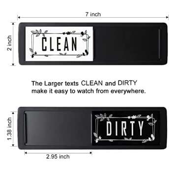 Lissaberg Dishwasher Magnet Clean Dirty Sign, Upgrade Strong Magnet Slide Indicator, Easy to Read, Non-Scratch Water Resistant,Kitchen Organization, Leaf Black