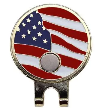 Make Golf Great Again Golf Ball Marker with USA Flag Magnetic Hat Clip - Patriotic, Fun Gold-Plated ...