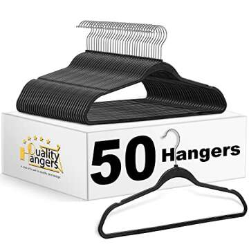 Quality Hangers 100-Pack Ultimate Closet Organizer Bundle - Space-Saving, Heavy-Duty Non-Velvet & Sl...