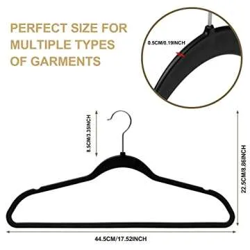 Quality Hangers 100-Pack Ultimate Closet Organizer Bundle - Space-Saving, Heavy-Duty Non-Velvet & Slim Plastic Hangers with Swivel Hooks - Ideal for All Garments - Black