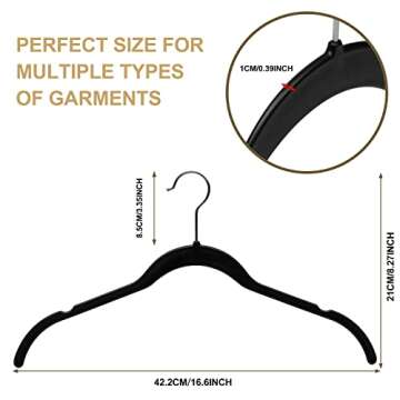 Quality Hangers 100-Pack Ultimate Closet Organizer Bundle - Space-Saving, Heavy-Duty Non-Velvet & Slim Plastic Hangers with Swivel Hooks - Ideal for All Garments - Black