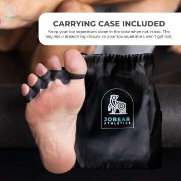 JOBEAR Toe Separators for Men & Women with Storage Bag - Toe Spacers for Foot Health and Bunion Relief - Correct Toes - Correct Foot - Bunion Pain - Plantar Fasciitis (Black)