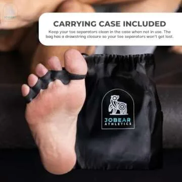 JOBEAR Toe Separators for Men & Women with Storage Bag - Toe Spacers for Foot Health and Bunion Relief - Correct Toes - Correct Foot - Bunion Pain - Plantar Fasciitis (Black)
