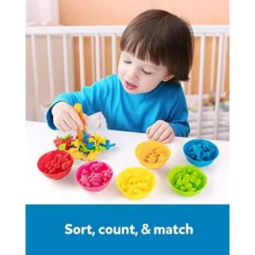 Coogam Counting Dinosaur Sorting Toy Set, Color Matching Classification Game, Montessori Fine Motor Skill Preschool Educational Montessori Learning Toys for 3 4 5 Years Old