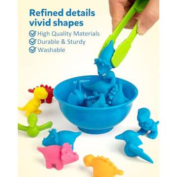 Coogam Counting Dinosaur Sorting Toy Set, Color Matching Classification Game, Montessori Fine Motor Skill Preschool Educational Montessori Learning Toys for 3 4 5 Years Old
