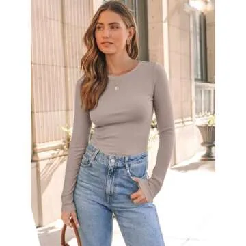 AUTOMET Long Sleeve Shirts for Women Ribbed Knit Fall Tops Casual Basic Fitted T Tshirts Tight Under...