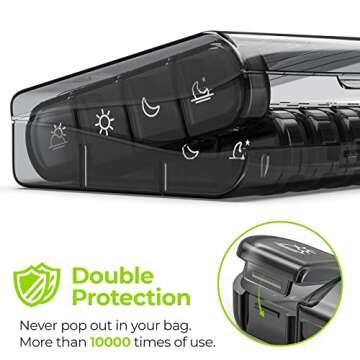 AUVON Weekly Pill Organizer 4 Times a Day, Large Daily Pill Box 7 Day Portable for Travel, Light-Proof Pill Case for Fish Oils, Vitamins, Supplements, Medication (Black)