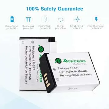 Powerextra LP-E17 Batteries and USB Charger Compatible with Canon LP-E17 Battery and Canon RP Rebel SL2 SL3 T6i T6s T7i M3 M5 M6 200D 77D 750D 760D 800D 8000D KISS X8i Camera