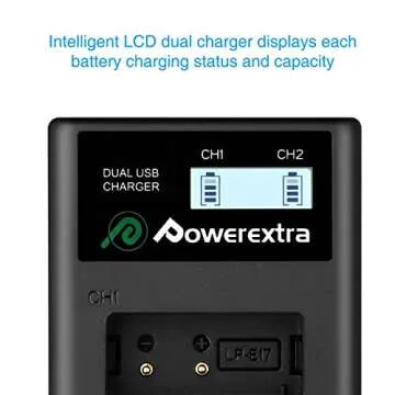 Powerextra LP-E17 Batteries and USB Charger Compatible with Canon LP-E17 Battery and Canon RP Rebel SL2 SL3 T6i T6s T7i M3 M5 M6 200D 77D 750D 760D 800D 8000D KISS X8i Camera