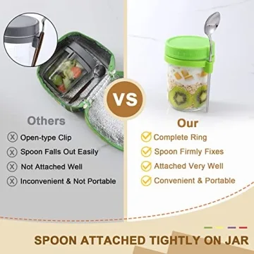 Stylish Leak-Proof 16 oz Overnight Oats Jars with Spoons Set