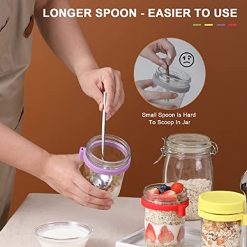 Stylish Leak-Proof 16 oz Overnight Oats Jars with Spoons Set